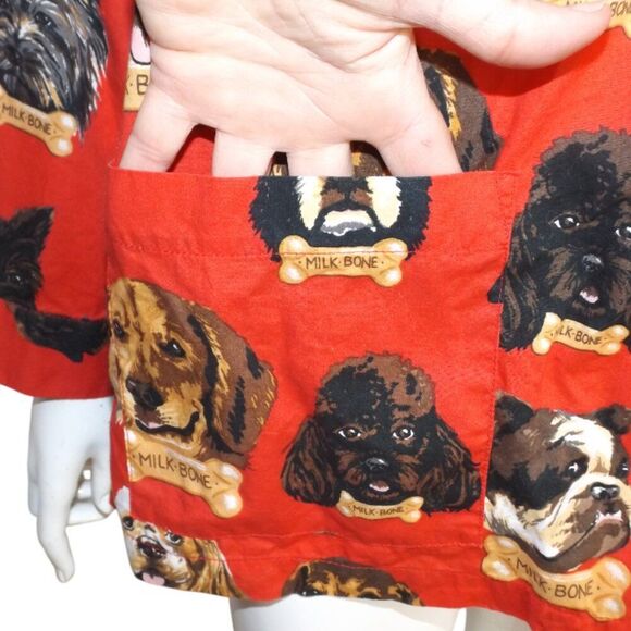 NICK & NORA Pajama Top, S, Dogs, Milk Bone, Long sleeves, Vintage, Pockets, Red - Picture 4 of 10